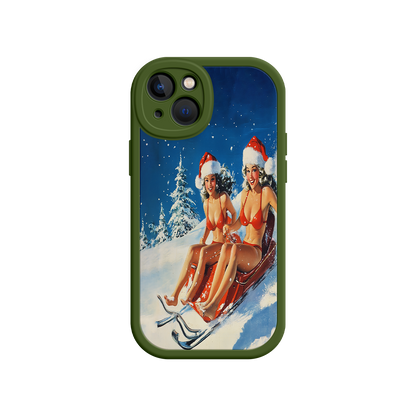#MC0027 Factory Wholesale Santa Bikini Sled iPhone 17 Case – Funny Christmas Design, Sexy Holiday Vibes, Winter Wonderland Art