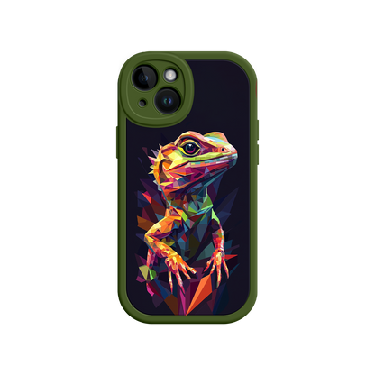 #MC0024 Factory Wholesale Geometric Lizard iPhone 17 Case – Colorful Polygon Art, Protective Animal Print Cover, Bold Reptile Design