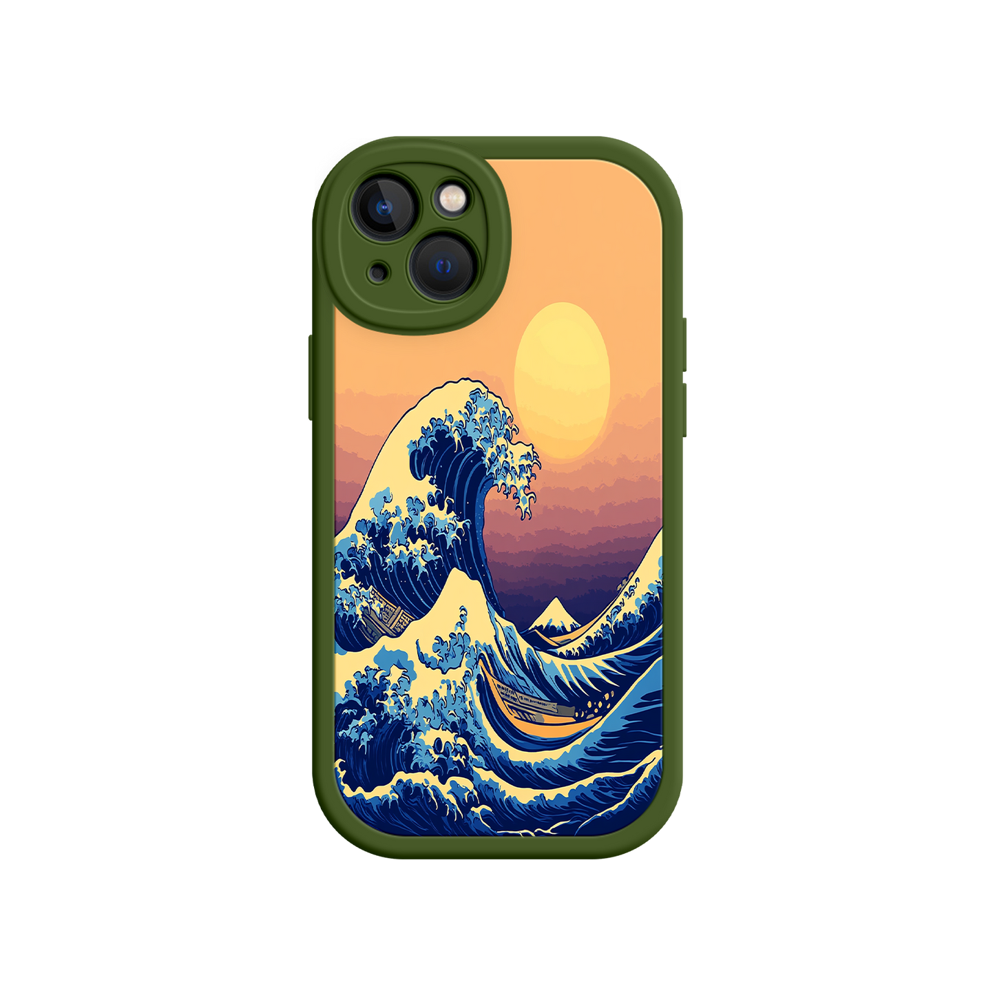 #MC0012 Factory Wholesale Great Wave Sunset iPhone Case – Japanese Art with Ocean & Mountain Design