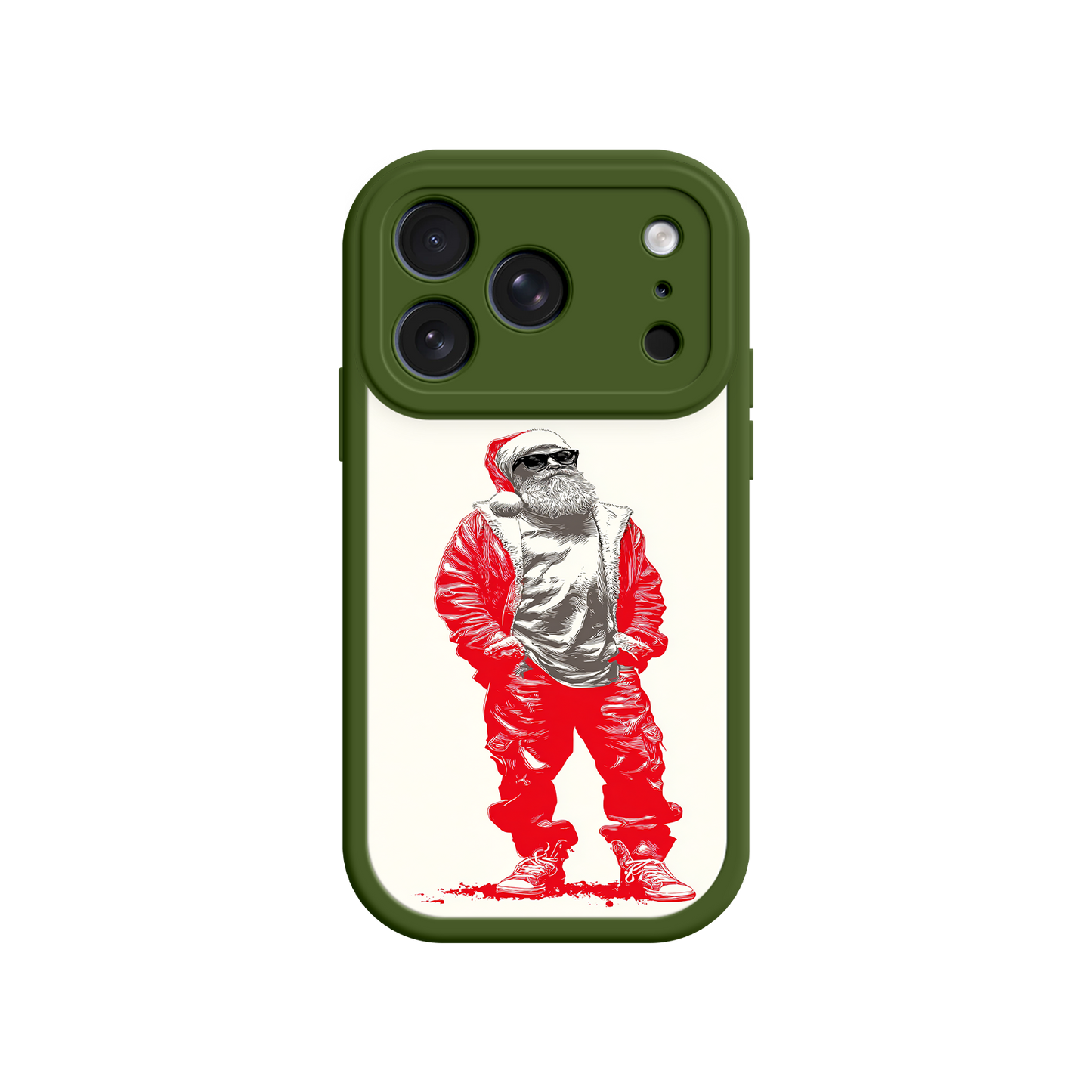 Modern Santa phone case with bold red jacket and beard