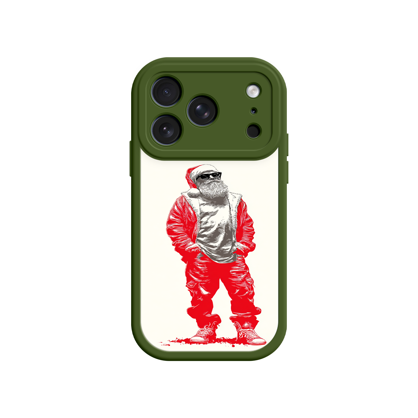 Modern Santa phone case with bold red jacket and beard