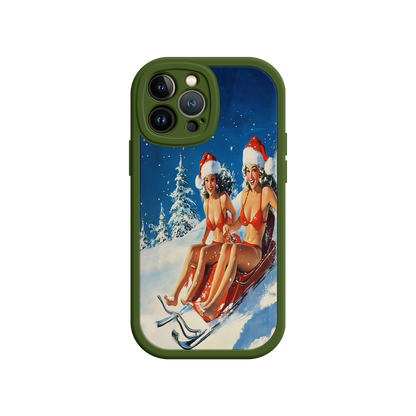 #MC0027 Factory Wholesale Santa Bikini Sled iPhone 17 Case – Funny Christmas Design, Sexy Holiday Vibes, Winter Wonderland Art