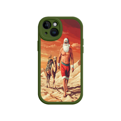 #MC0028 Factory Wholesale Desert Santa iPhone 17 Case – Funny Christmas Design, Muscular Santa & Camel, Holiday Heat Vibes