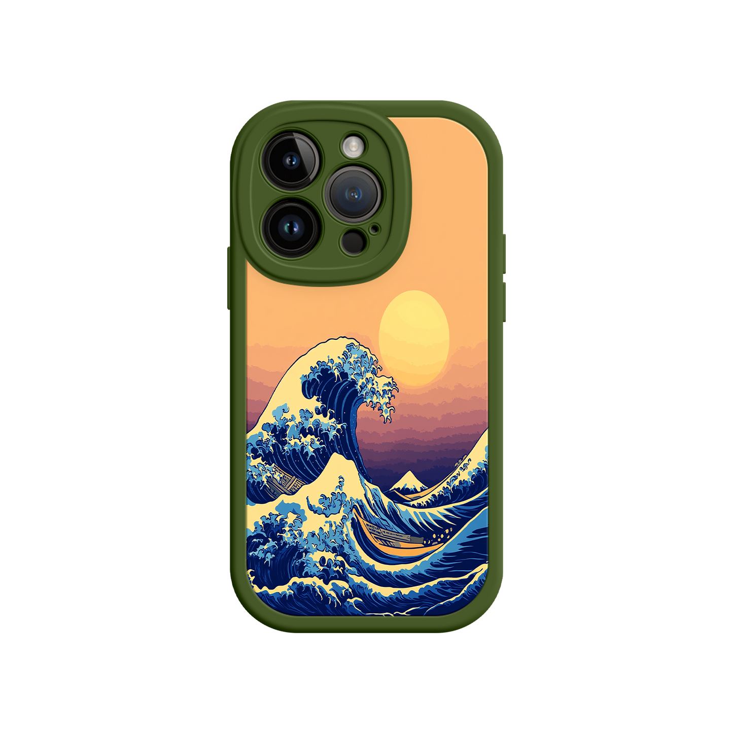 #MC0012 Factory Wholesale Great Wave Sunset iPhone Case – Japanese Art with Ocean & Mountain Design