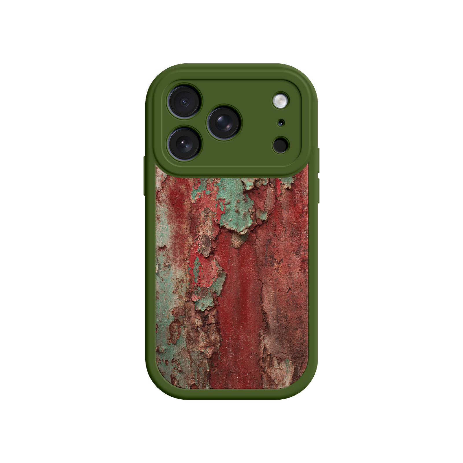 Distressed iPhone case featuring rust and vintage paint design