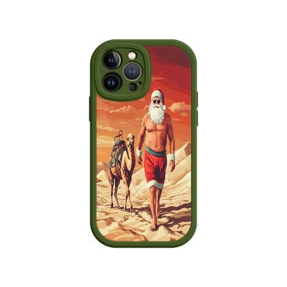 #MC0028 Factory Wholesale Desert Santa iPhone 17 Case – Funny Christmas Design, Muscular Santa & Camel, Holiday Heat Vibes