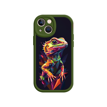 #MC0024 Factory Wholesale Geometric Lizard iPhone 17 Case – Colorful Polygon Art, Protective Animal Print Cover, Bold Reptile Design