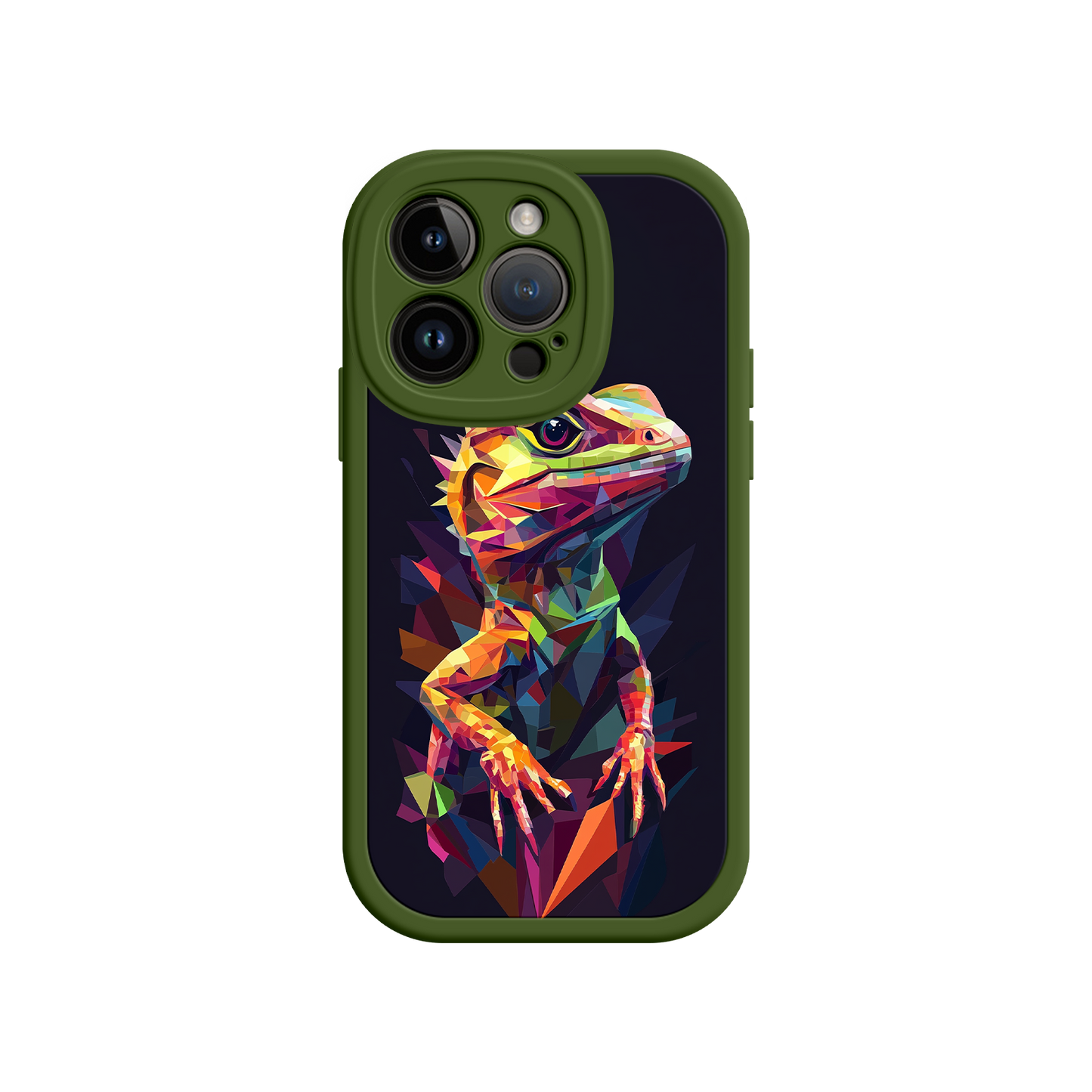 #MC0024 Factory Wholesale Geometric Lizard iPhone 17 Case – Colorful Polygon Art, Protective Animal Print Cover, Bold Reptile Design