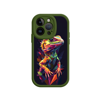 #MC0024 Factory Wholesale Geometric Lizard iPhone 17 Case – Colorful Polygon Art, Protective Animal Print Cover, Bold Reptile Design