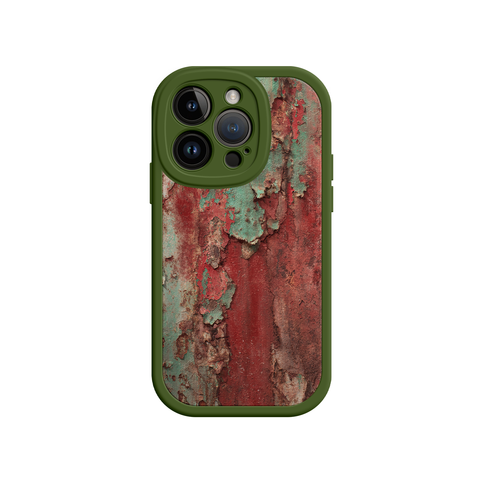 Vintage phone case with textured metal and corrosion