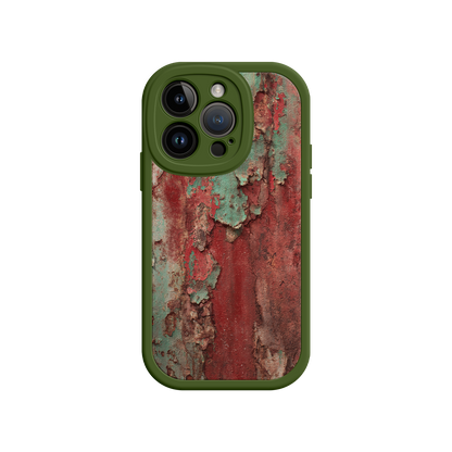 Vintage phone case with textured metal and corrosion