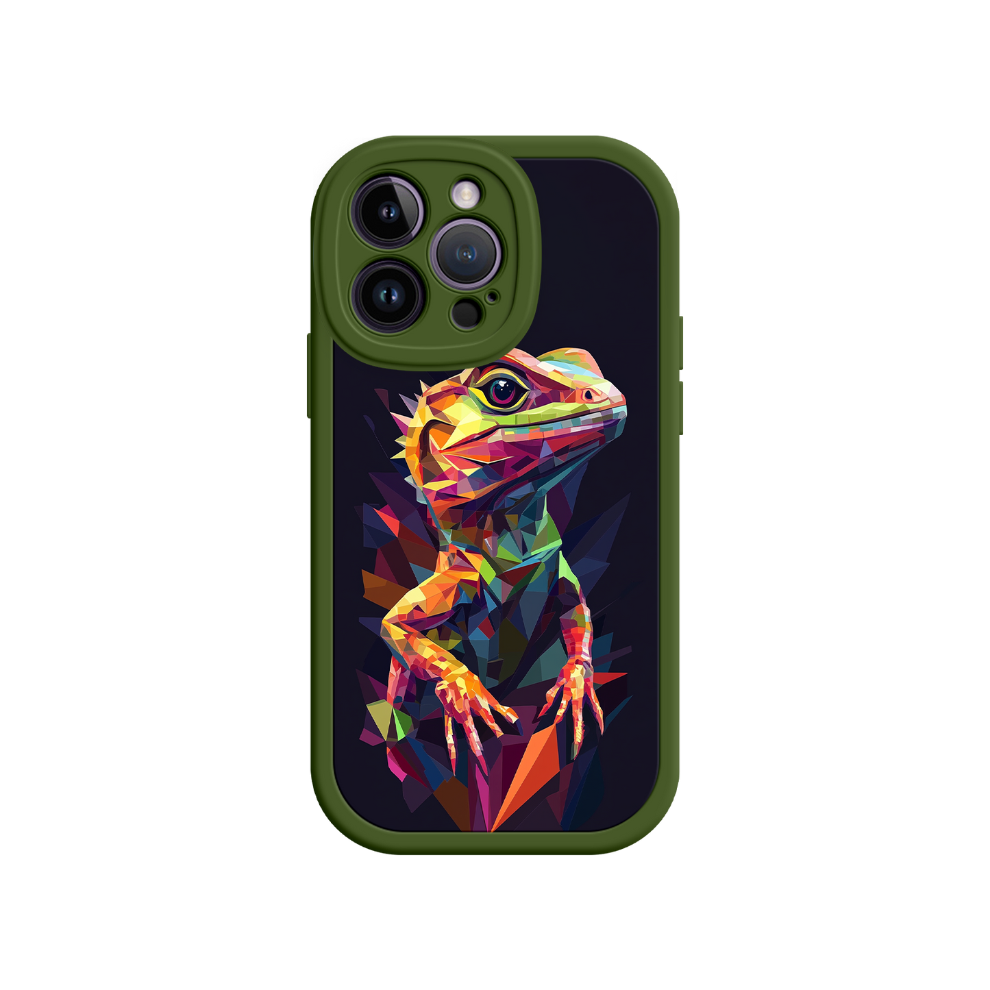 #MC0024 Factory Wholesale Geometric Lizard iPhone 17 Case – Colorful Polygon Art, Protective Animal Print Cover, Bold Reptile Design