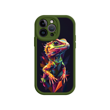 #MC0024 Factory Wholesale Geometric Lizard iPhone 17 Case – Colorful Polygon Art, Protective Animal Print Cover, Bold Reptile Design