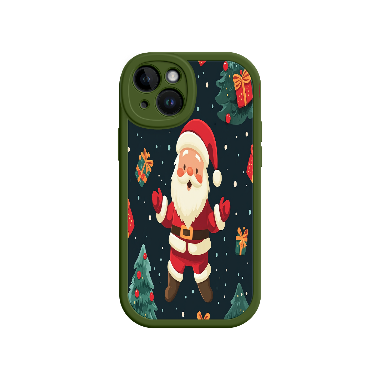 #MC0032 Factory Wholesale Festive Santa iPhone 17 Case – Christmas Holiday Design, Jolly Santa Claus, Gift Boxes & Trees