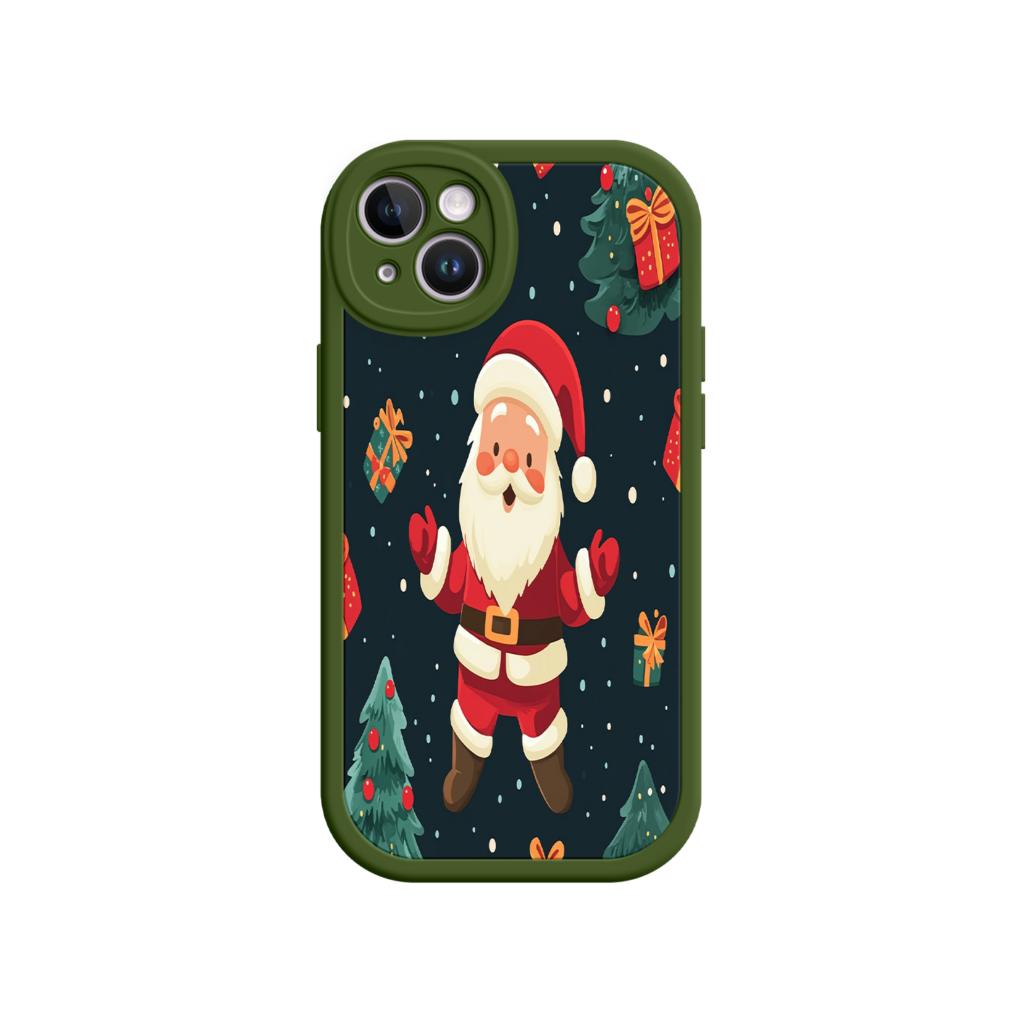 #MC0032 Factory Wholesale Festive Santa iPhone 17 Case – Christmas Holiday Design, Jolly Santa Claus, Gift Boxes & Trees