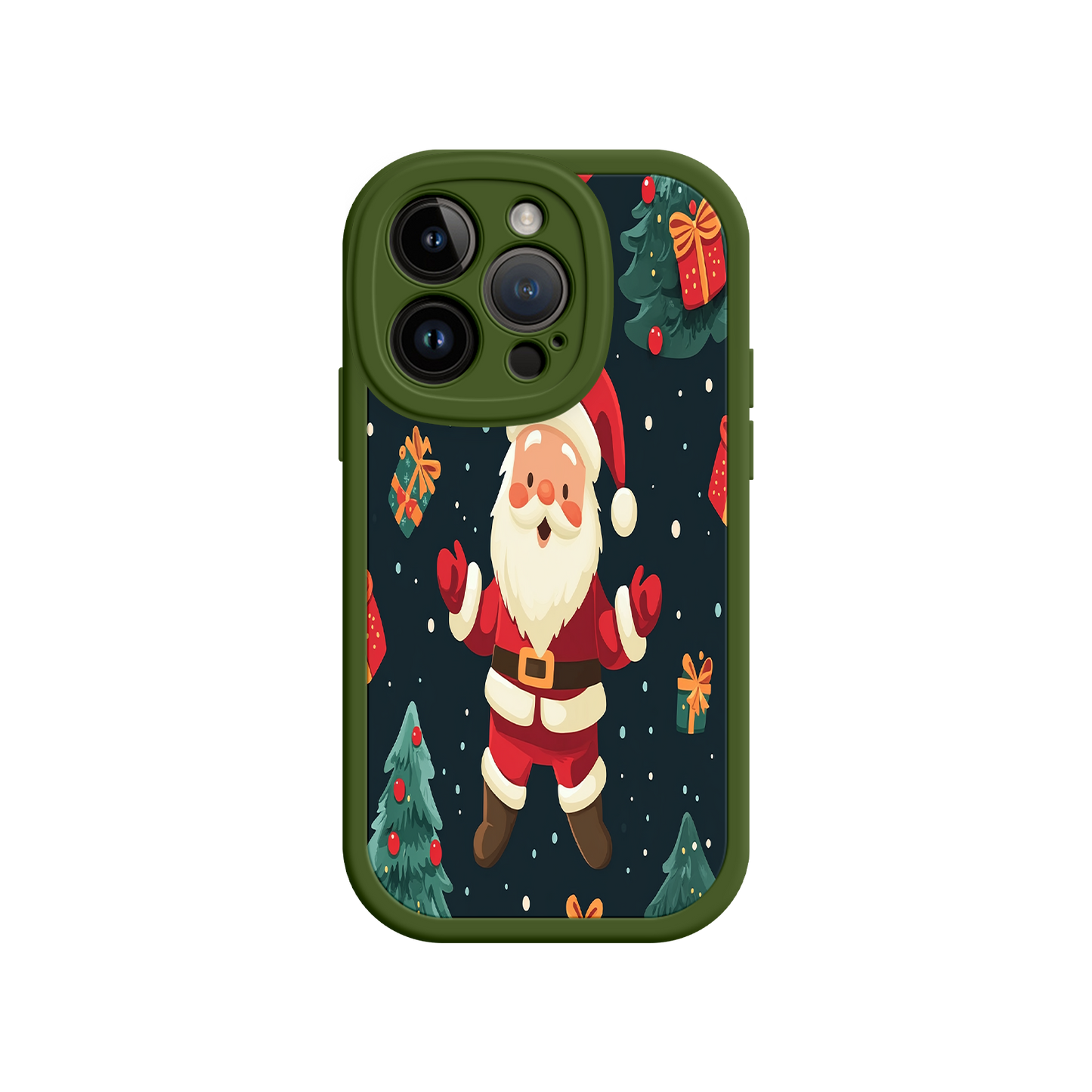 #MC0032 Factory Wholesale Festive Santa iPhone 17 Case – Christmas Holiday Design, Jolly Santa Claus, Gift Boxes & Trees