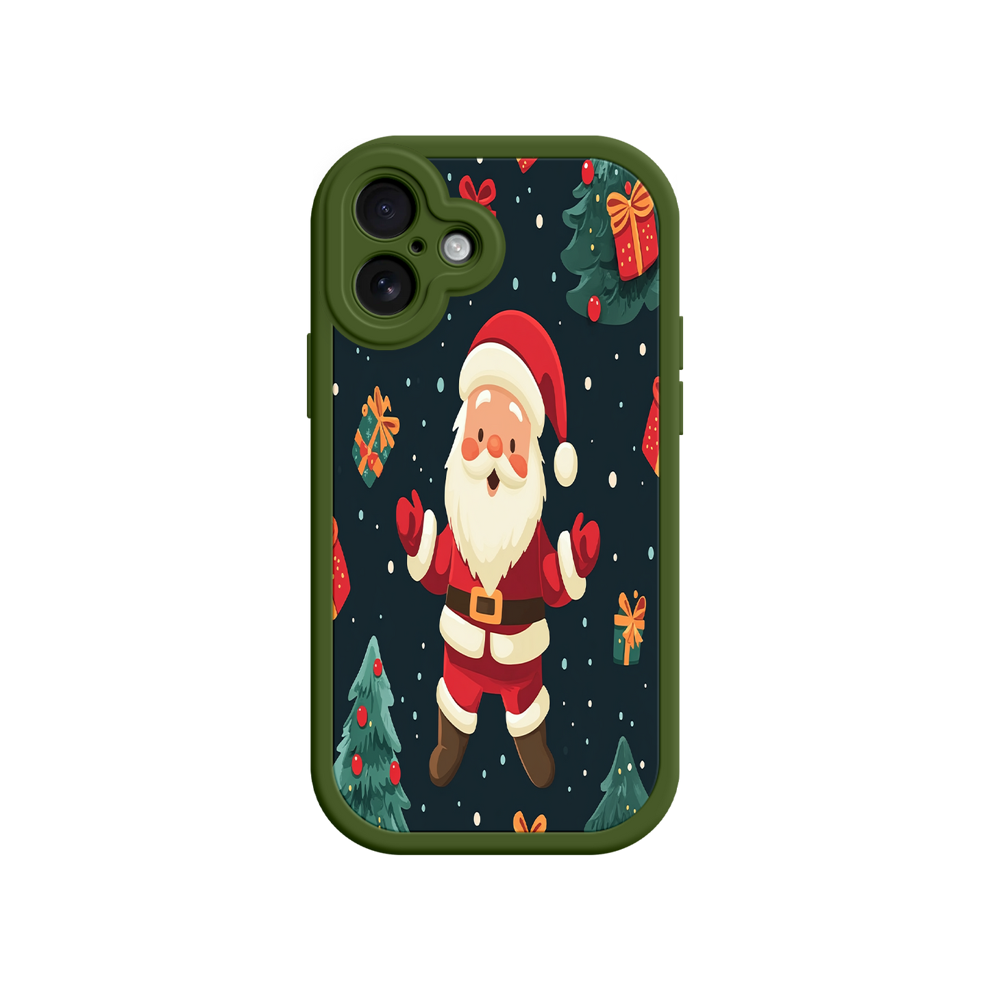 #MC0032 Factory Wholesale Festive Santa iPhone 17 Case – Christmas Holiday Design, Jolly Santa Claus, Gift Boxes & Trees