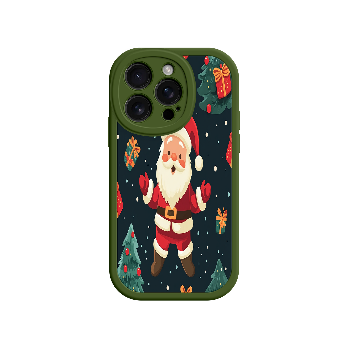#MC0032 Factory Wholesale Festive Santa iPhone 17 Case – Christmas Holiday Design, Jolly Santa Claus, Gift Boxes & Trees