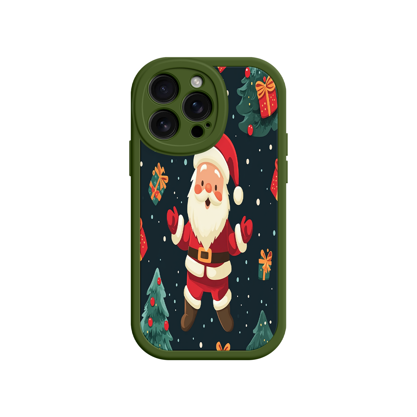#MC0032 Factory Wholesale Festive Santa iPhone 17 Case – Christmas Holiday Design, Jolly Santa Claus, Gift Boxes & Trees