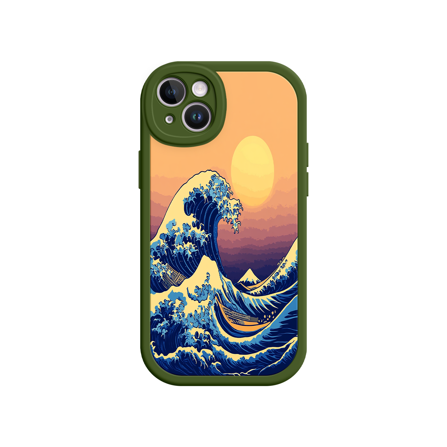 #MC0012 Factory Wholesale Great Wave Sunset iPhone Case – Japanese Art with Ocean & Mountain Design