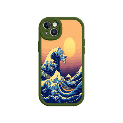 #MC0012 Factory Wholesale Great Wave Sunset iPhone Case – Japanese Art with Ocean & Mountain Design