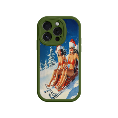 #MC0027 Factory Wholesale Santa Bikini Sled iPhone 17 Case – Funny Christmas Design, Sexy Holiday Vibes, Winter Wonderland Art
