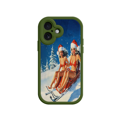 #MC0027 Factory Wholesale Santa Bikini Sled iPhone 17 Case – Funny Christmas Design, Sexy Holiday Vibes, Winter Wonderland Art