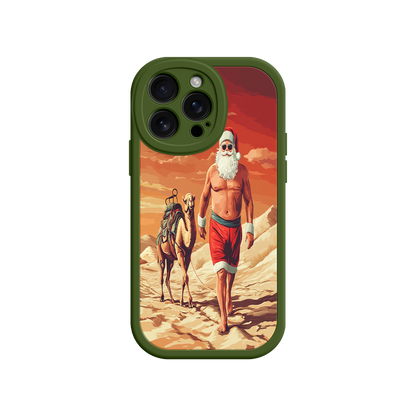 #MC0028 Factory Wholesale Desert Santa iPhone 17 Case – Funny Christmas Design, Muscular Santa & Camel, Holiday Heat Vibes