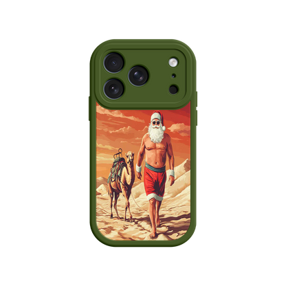 #MC0028 Factory Wholesale Desert Santa iPhone 17 Case – Funny Christmas Design, Muscular Santa & Camel, Holiday Heat Vibes