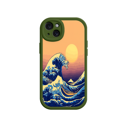#MC0012 Factory Wholesale Great Wave Sunset iPhone Case – Japanese Art with Ocean & Mountain Design