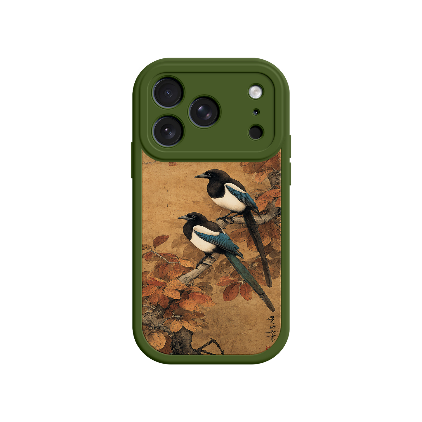 Artistic phone case with vintage scroll-style design