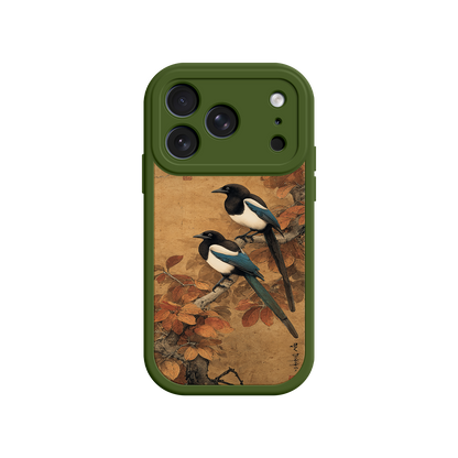 Artistic phone case with vintage scroll-style design