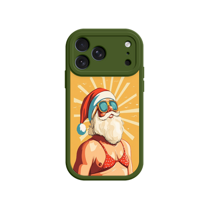 Unique holiday phone case with tropical Santa illustration