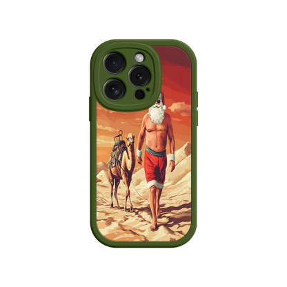 #MC0028 Factory Wholesale Desert Santa iPhone 17 Case – Funny Christmas Design, Muscular Santa & Camel, Holiday Heat Vibes