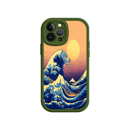 #MC0012 Factory Wholesale Great Wave Sunset iPhone Case – Japanese Art with Ocean & Mountain Design
