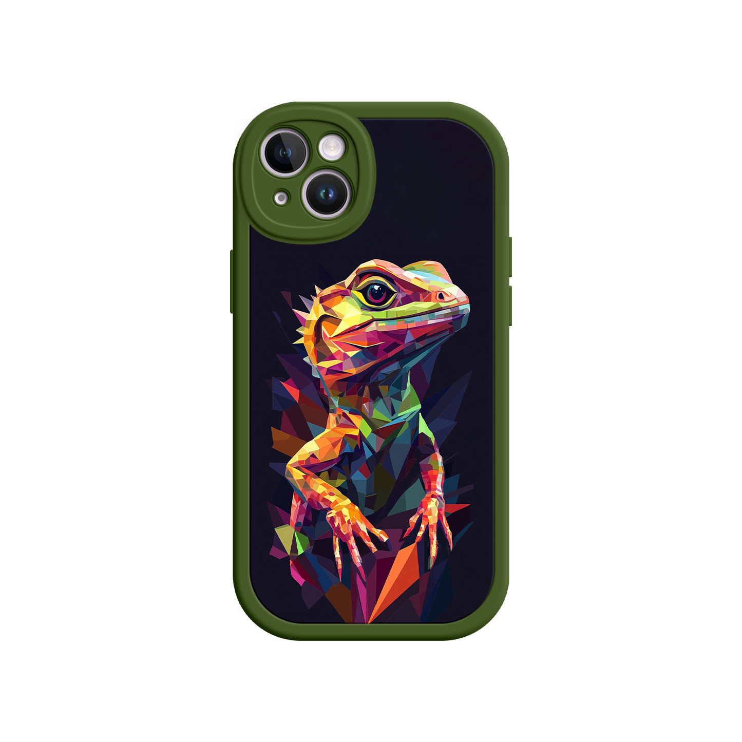 #MC0024 Factory Wholesale Geometric Lizard iPhone 17 Case – Colorful Polygon Art, Protective Animal Print Cover, Bold Reptile Design