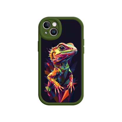#MC0024 Factory Wholesale Geometric Lizard iPhone 17 Case – Colorful Polygon Art, Protective Animal Print Cover, Bold Reptile Design