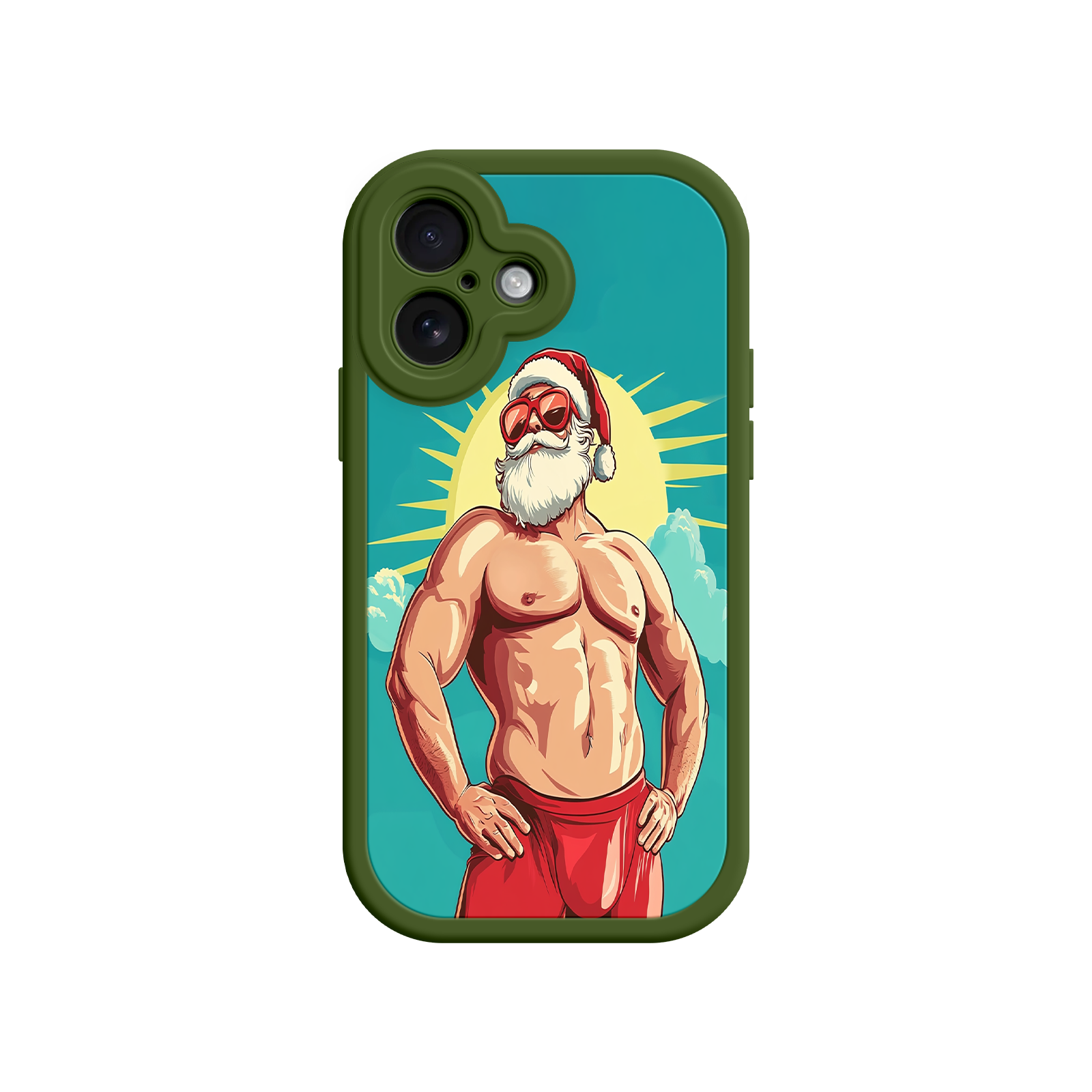 Christmas phone case with humorous Santa design