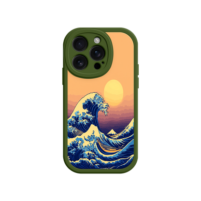 #MC0012 Factory Wholesale Great Wave Sunset iPhone Case – Japanese Art with Ocean & Mountain Design