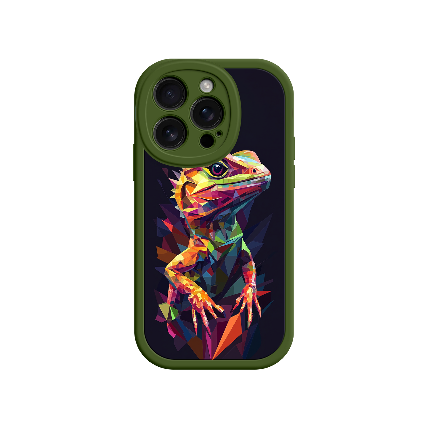 #MC0024 Factory Wholesale Geometric Lizard iPhone 17 Case – Colorful Polygon Art, Protective Animal Print Cover, Bold Reptile Design