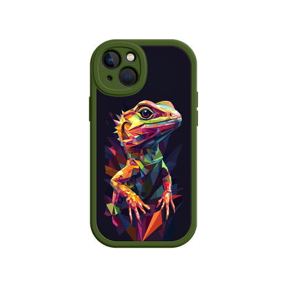 #MC0024 Factory Wholesale Geometric Lizard iPhone 17 Case – Colorful Polygon Art, Protective Animal Print Cover, Bold Reptile Design