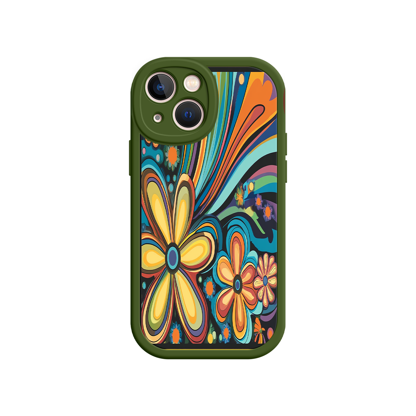 #MC0033 Factory Wholesale Psychedelic Floral iPhone 17 Case – Hippie Flower Power Design, 60s 70s Retro Vibes, Groovy Swirls