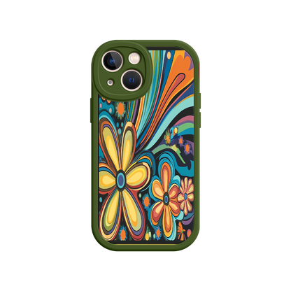 #MC0033 Factory Wholesale Psychedelic Floral iPhone 17 Case – Hippie Flower Power Design, 60s 70s Retro Vibes, Groovy Swirls