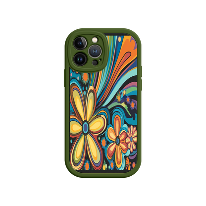 #MC0033 Factory Wholesale Psychedelic Floral iPhone 17 Case – Hippie Flower Power Design, 60s 70s Retro Vibes, Groovy Swirls