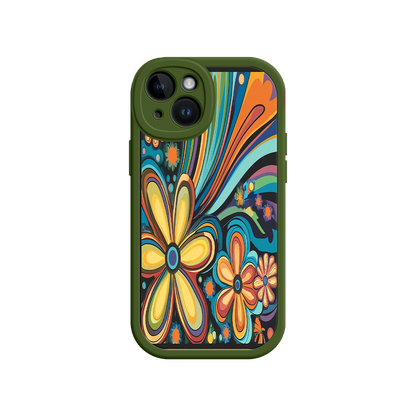 #MC0033 Factory Wholesale Psychedelic Floral iPhone 17 Case – Hippie Flower Power Design, 60s 70s Retro Vibes, Groovy Swirls