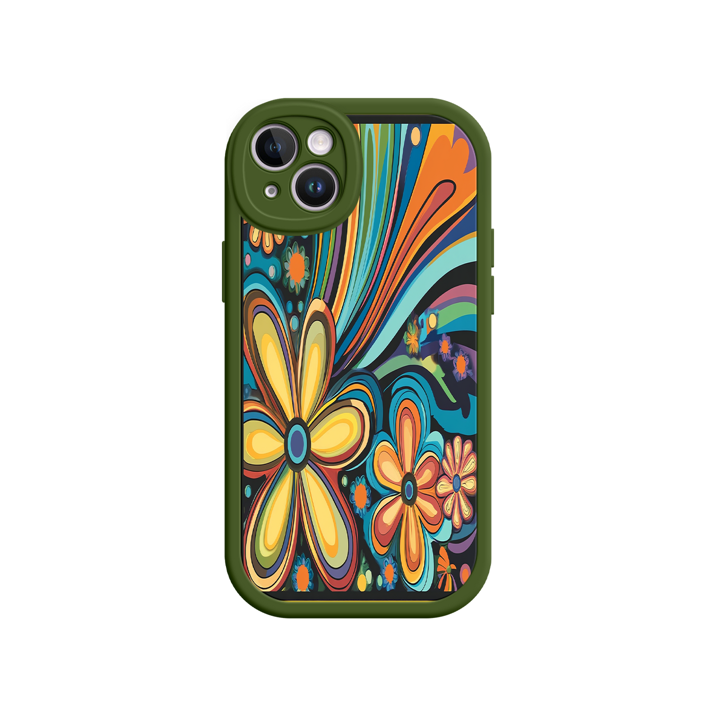 #MC0033 Factory Wholesale Psychedelic Floral iPhone 17 Case – Hippie Flower Power Design, 60s 70s Retro Vibes, Groovy Swirls