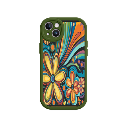 #MC0033 Factory Wholesale Psychedelic Floral iPhone 17 Case – Hippie Flower Power Design, 60s 70s Retro Vibes, Groovy Swirls