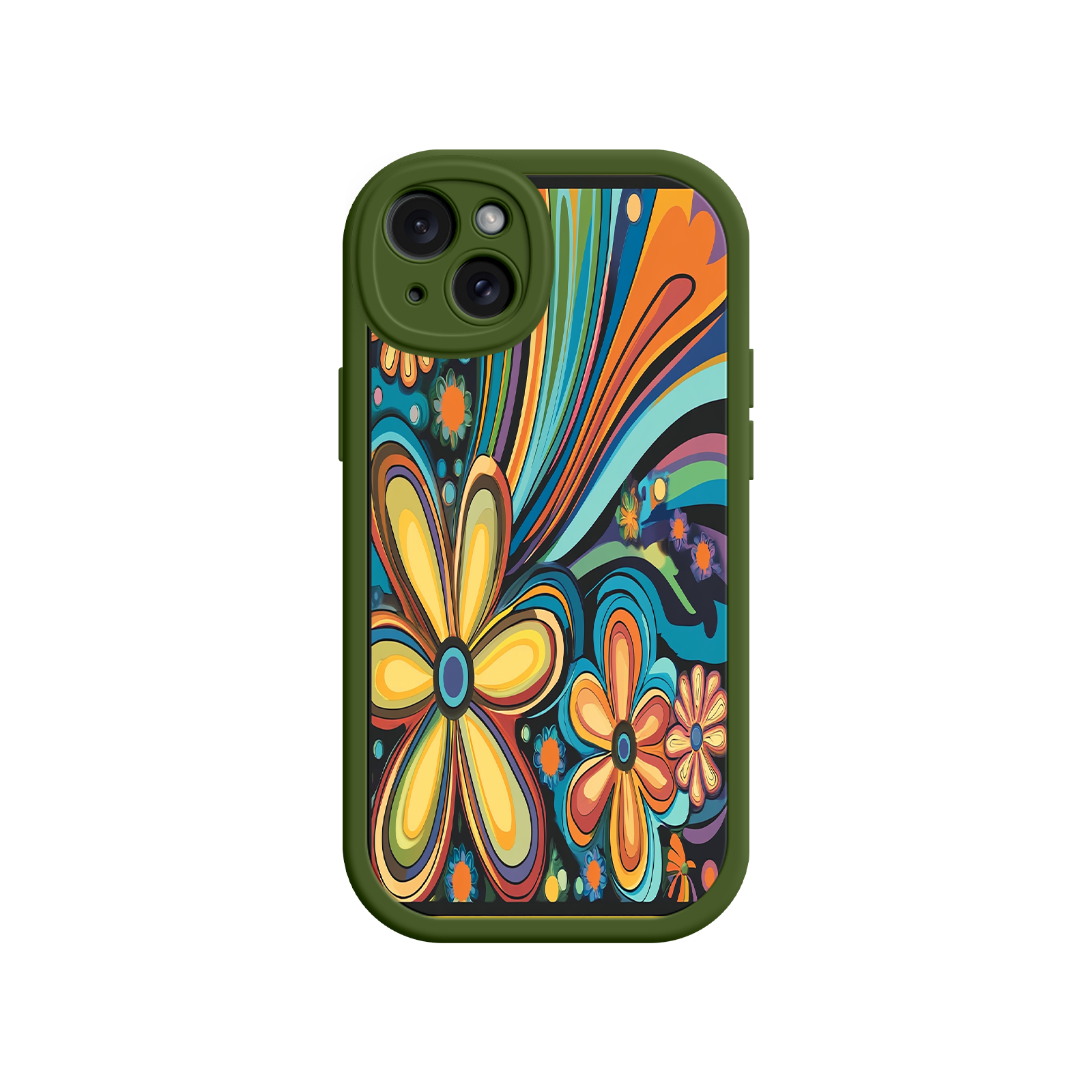 Psychedelic Floral iPhone 17 Case – Hippie Flower Power Design, 60s 70s Retro Vibes, Groovy Swirls