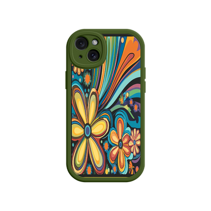 #MC0033 Factory Wholesale Psychedelic Floral iPhone 17 Case – Hippie Flower Power Design, 60s 70s Retro Vibes, Groovy Swirls
