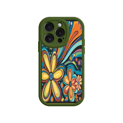 #MC0033 Factory Wholesale Psychedelic Floral iPhone 17 Case – Hippie Flower Power Design, 60s 70s Retro Vibes, Groovy Swirls